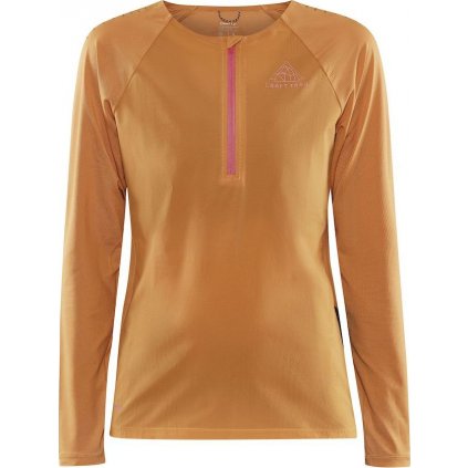 Dámské běžecké triko CRAFT Pro Trail Wind LS oranžové