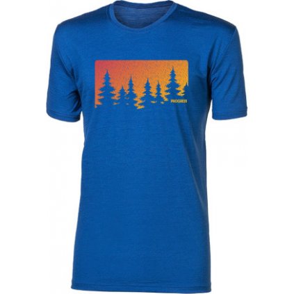 Pánské merino triko PROGRESS Hrutur Forest modré