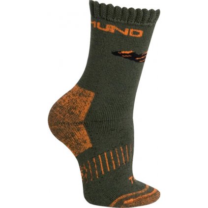 Trekingové ponožky MUND Himalaya Kids khaki/oranžové 29-33 S