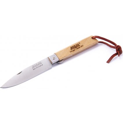 Zavírací nůž s koženým poutkem a pojistkou MAM Operario 2038 - buk, 8,8 cm BOX