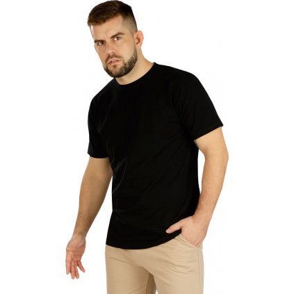 Pánské bavlněné triko LITEX s krátkým rukávem černé