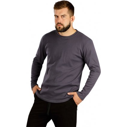 Pánské bavlněné triko LITEX s dlouhým rukávem šedé