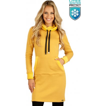Dámské mikinové šaty LITEX s kapucí žluté