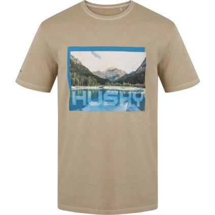 Pánské bavlněné triko HUSKY Tee Lake béžové (Velikost S)