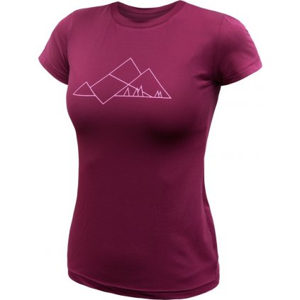 Dámské funkční triko SENSOR Coolmax Tech Geo Mountains fialové