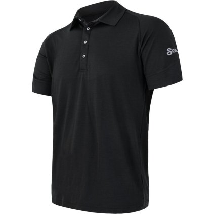 Pánské merino polo tričko SENSOR active polo černá (Velikost M, Barva černá)