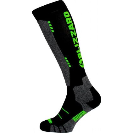 Lyžařské podkolenky BLIZZARD Wool Sport černá/zelená (Velikost 35/38)