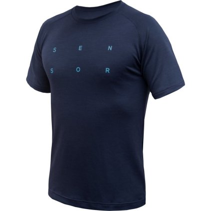 Pánské merino triko SENSOR Blend Typo modré (Velikost L, Barva modrá)