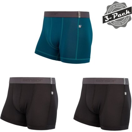 Pánské funkční boxerky SENSOR Coolmax tech černá/černá/modrá (Velikost XXL, Barva modrá)