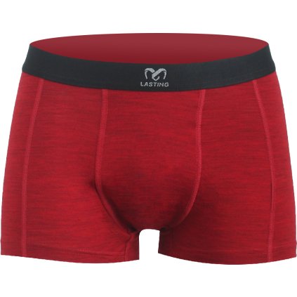 Pánské merino boxerky LASTING Noro červené (Velikost M)