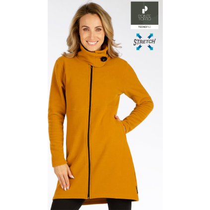 Dámská fleecová mikina LITEX dlouhá na zip hořčicová (Velikost S, Barva 190)