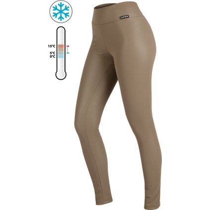 Dámské zateplené legíny LITEX hnědé (Velikost S, Barva béžovošedá)