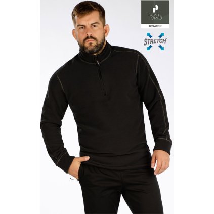 Pánská fleecová mikina LITEX s krátkým zipem černá (Barva černá, Velikost M)