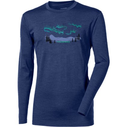 Pánské merino triko PROGRESS Loki Aurora  s dlouhým rukávem - tm.modrá (Velikost M)