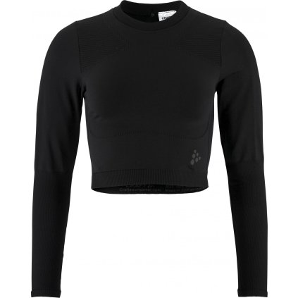 Dámský top CRAFT ADV Tone Seamless Cropped LS - černá (Velikost XS-S)