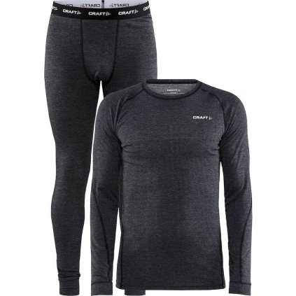 Pánský termo set CRAFT CORE Wool Merino - černá (Velikost XS)