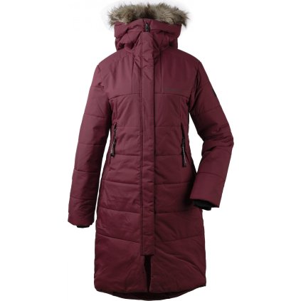 Dámský zateplený kabát DIDRIKSONS Valentina vínový (Velikost 34)