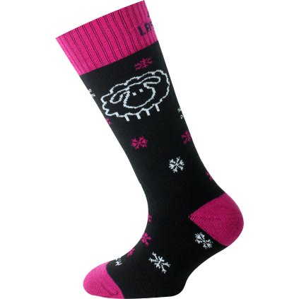 Dětské merino lyžařské ponožky LASTING SJW černé (Velikost S)