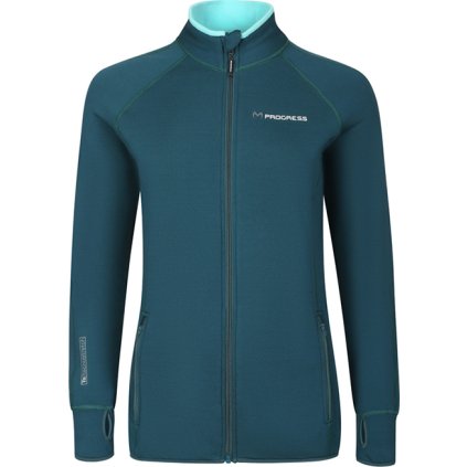 Dívčí funkční mikina PROGRESS Tispa Junior Merino zelená (Velikost 152/1)