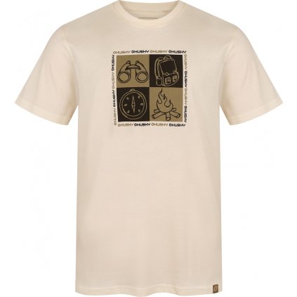 Pánské bavlněné triko HUSKY Tee Square M béžové (Velikost L)