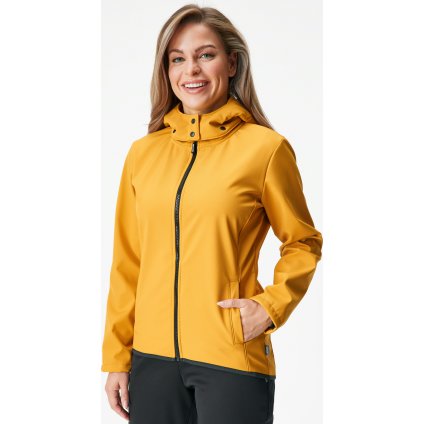 Dámská softshellová bunda UNUO s fleecem Slim, Hořčicová (Velikost XS)