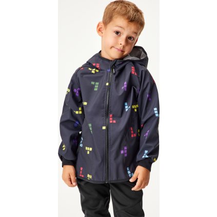 Dětská softshellová bunda UNUO s fleecem Basic, Černá, Kostičky (Velikost 98/104)