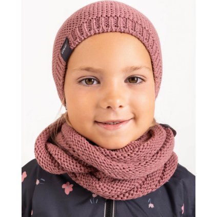Dětská čepice pletená UNUO Warm, Starorůžová (Velikost S (45 - 48 cm))