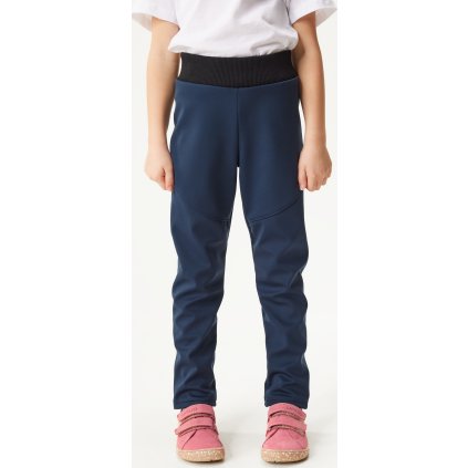 Dětské softshellové kalhoty UNUO s fleecem pružné Sporty, Tm. Modročerná (Velikost 98/104)