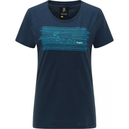 Dámské bavlněné triko Haglöfs Trad Print - modrá (Velikost XS)