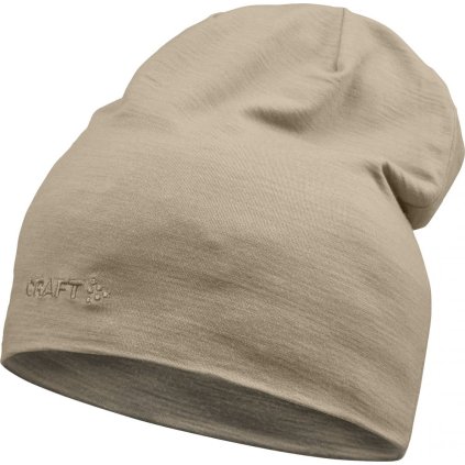 Vlněná merino čepice CRAFT Essence Wool - béžová (Velikost S-M)