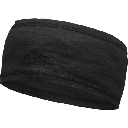 Vlněná merino čelenka CRAFT Essence Wool - černá (Velikost S-M)