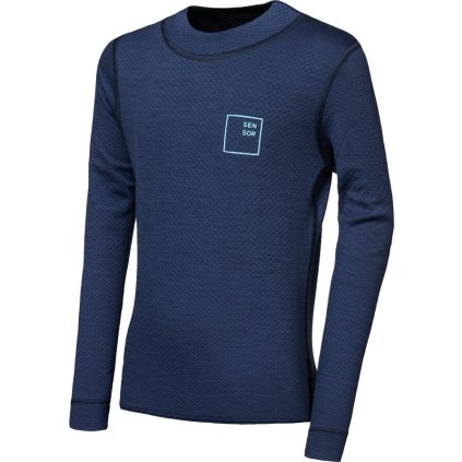 Juniorské merino triko SENSOR Df Logo Up deep blue (Barva modrá, Velikost 160)