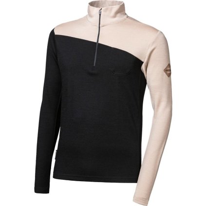 Pánská merino mikina SENSOR Extreme up černá/almond beige (Velikost XXL, Barva černá)