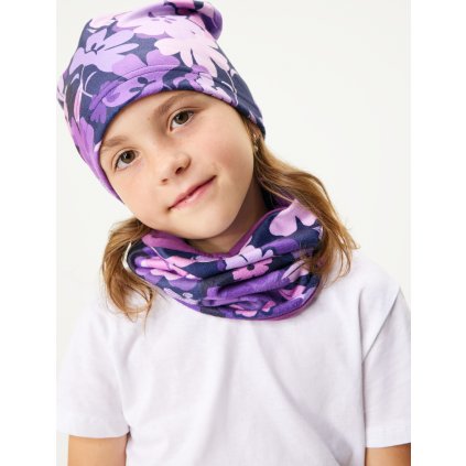Dětská fleecová čepice UNUO Basic, Kytky (Velikost S (45 - 48 cm))