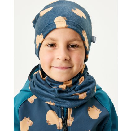 Dětská fleecová čepice UNUO Basic, Kapybary (Velikost S (45 - 48 cm))