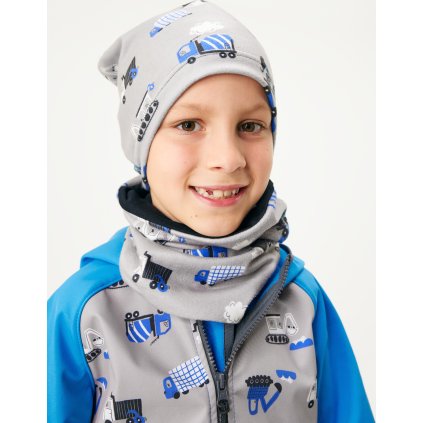 Dětská fleecová čepice UNUO Basic, Bagr (Velikost S (45 - 48 cm))