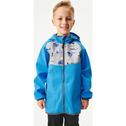 Dětská softshellová bunda UNUO s fleecem Basic, Modrá, Bagr (Velikost 86/92)