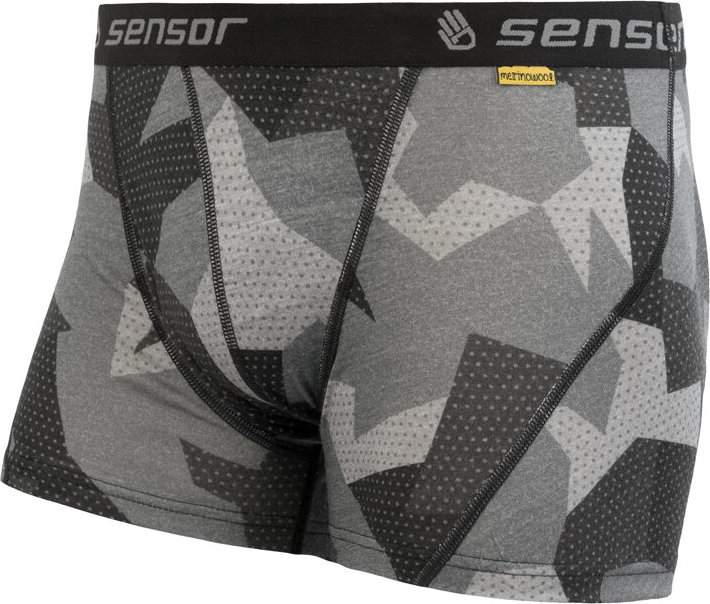 Pánské termo boxerky SENSOR Merino impress šedá Barva: černá, Velikost: XL