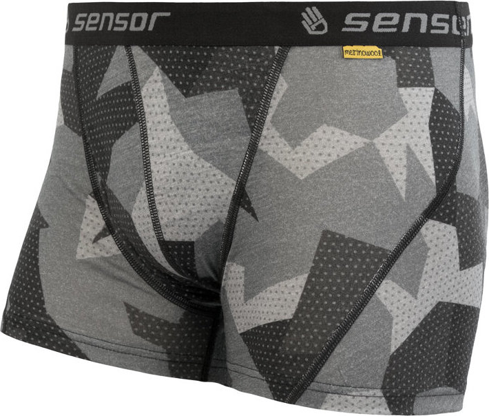 Pánské termo boxerky SENSOR Merino impress šedá Velikost: L, Barva: černá