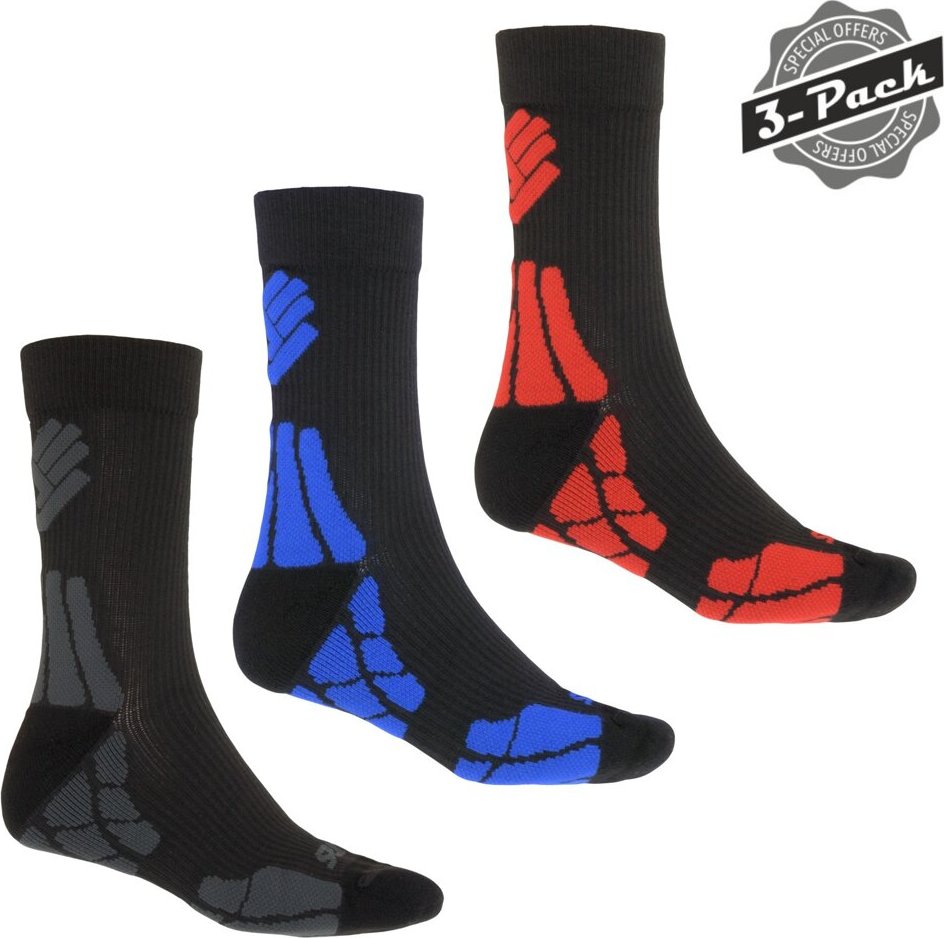 Ponožky SENSOR Hiking merino šedá/červená/modrá Velikost: 3/5, Barva: červená