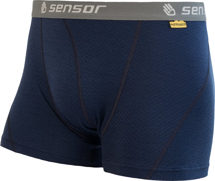 Pánské merino boxerky SENSOR df tm. modrá Velikost: L, Barva: Modrá