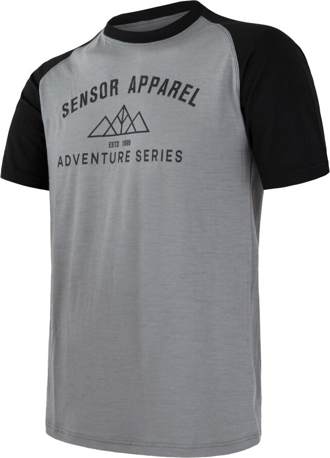 Pánské funkční tričko SENSOR Merino active pt adventure šedá/černá Barva: černá, Velikost: S
