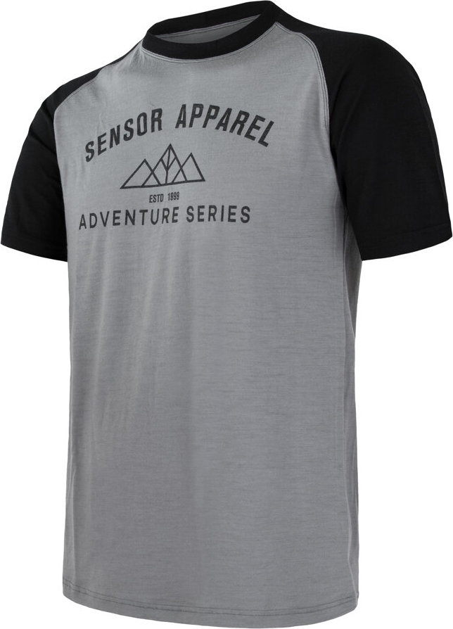 Pánské funkční tričko SENSOR Merino active pt adventure šedá/černá Velikost: L, Barva: šedá