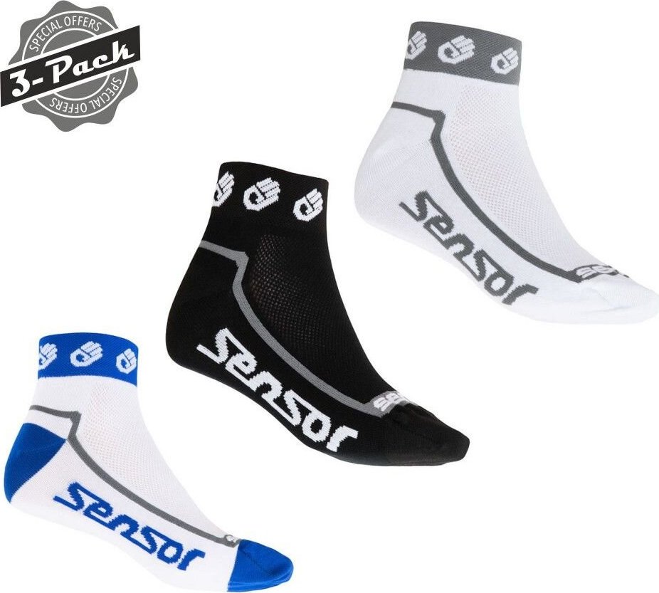 Ponožky SENSOR Race lite small hands černá/bílá/modrá Velikost: 3/5, Barva: Bílá