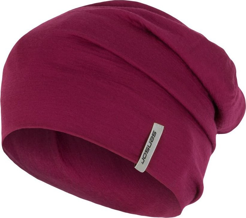 Čepice SENSOR Merino wool růžová Velikost: L, Barva: fialová