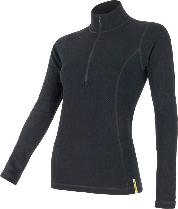 Dámské merino tričko SENSOR df černá zip Barva: černá, Velikost: XXL