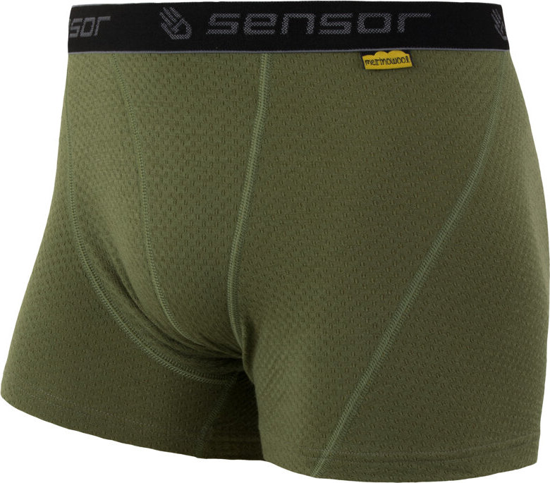Pánské merino boxerky SENSOR df zelená Velikost: XL, Barva: Zelená