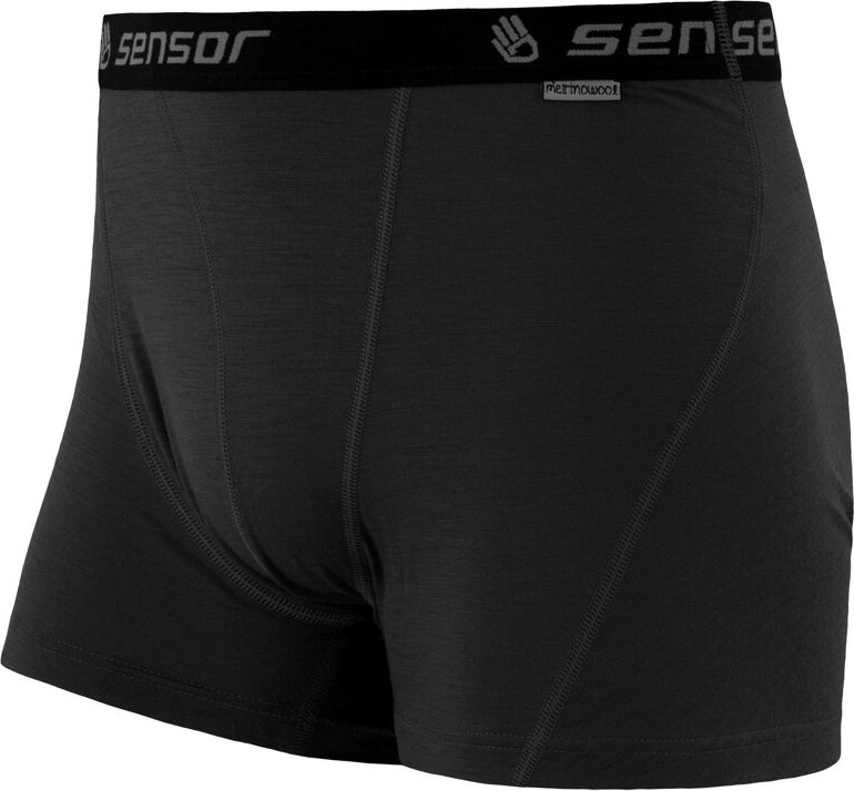 Pánské merino boxerky SENSOR active černá Velikost: L, Barva: černá