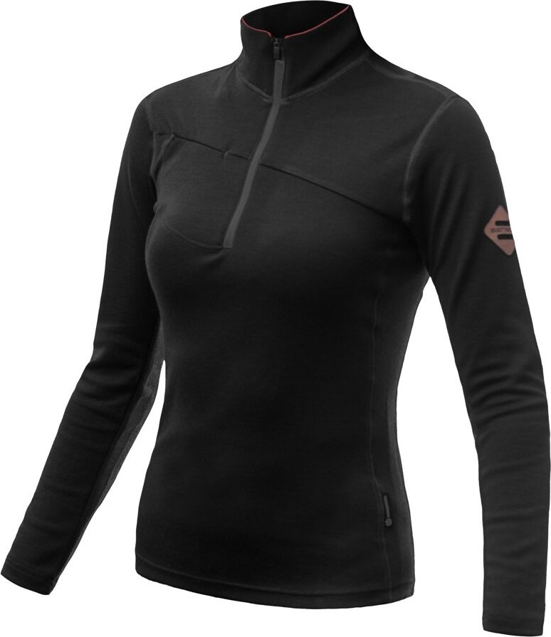 Dámská mikina SENSOR Merino upper černá zip Barva: černá, Velikost: XL