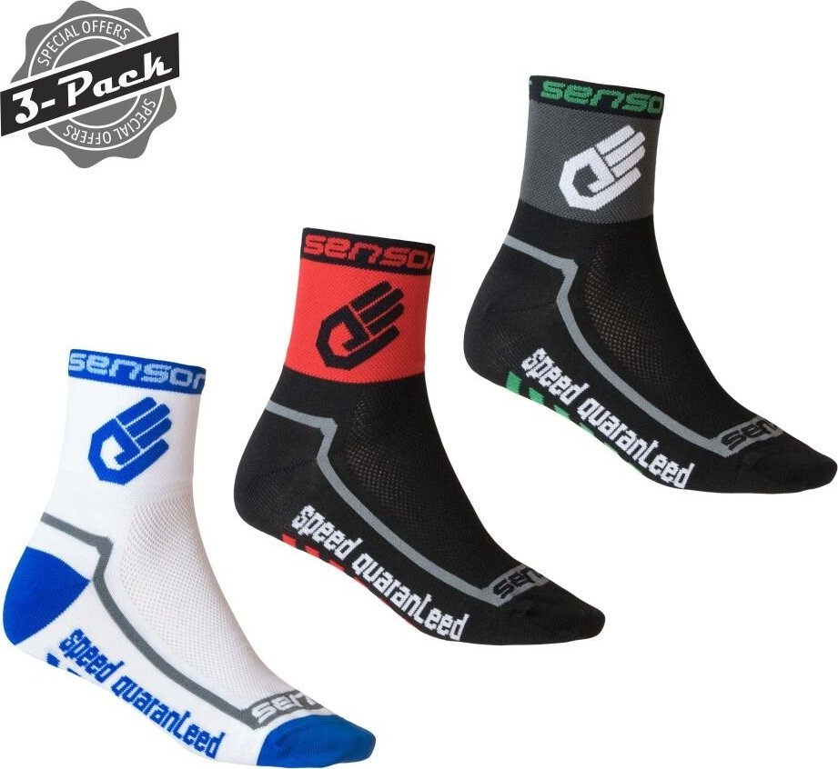 Ponožky SENSOR Race lite hand černá/červená/bílá Velikost: 3/5, Barva: Bílá